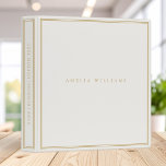 Elegant Ivory Gold Minimalist Monogram Name 3 Ring Binder<br><div class="desc">Create your own personalized binder with elegant minimalist monogram name with simple border design in ivory and gold color.</div>