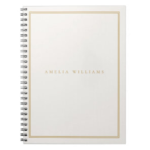 Elegant Ivory Gold Minimalist Monogram Name Notebook