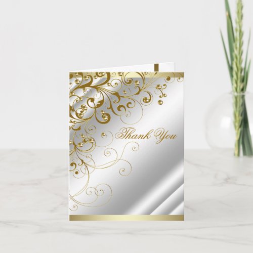 Elegant Ivory Gold Swirl Thank You