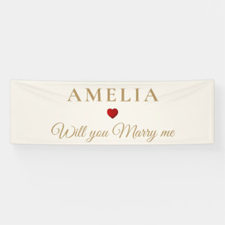 Elegant Ivory Gold Will You Marry Me Proposal Banner