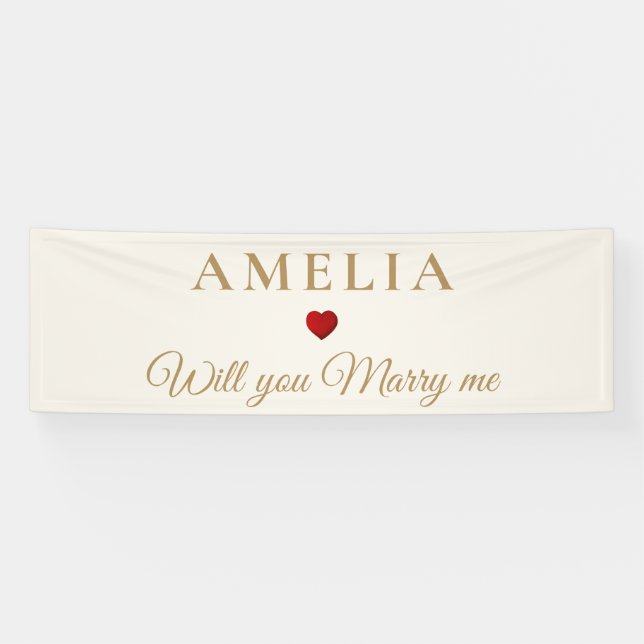 Elegant Ivory Gold Will You Marry Me Proposal Banner (Horizontal)
