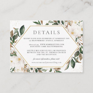 Elegant Ivory Magnolia Floral Wedding Details Enclosure Card
