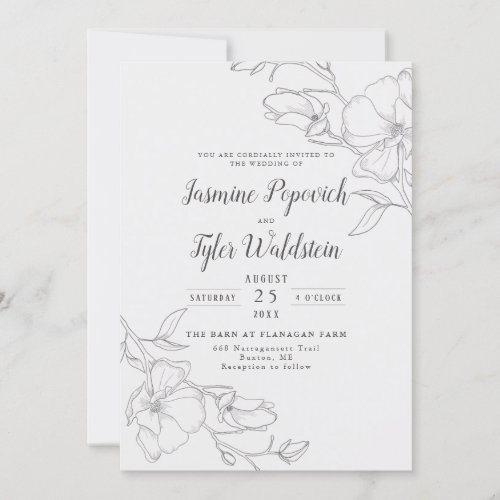 Elegant Ivory Magnolia Floral Wedding Invitation