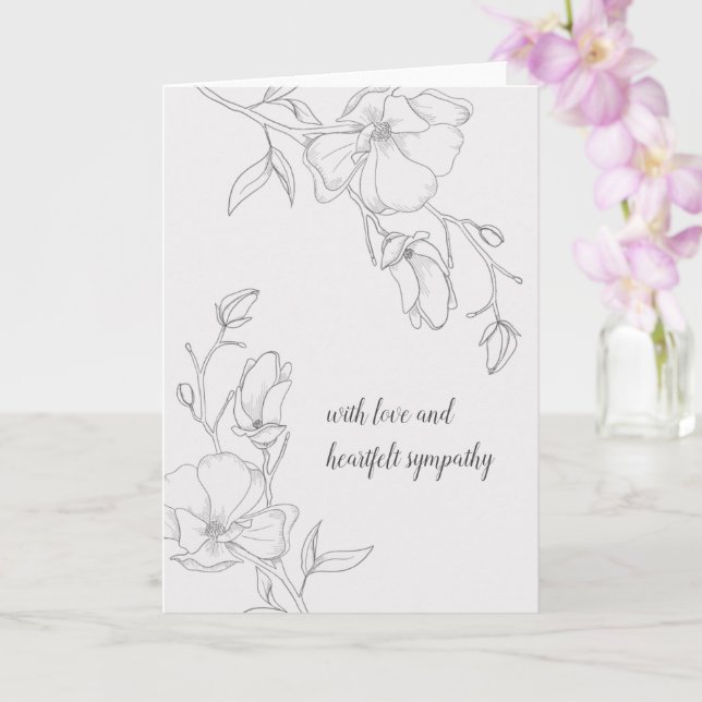 Elegant Ivory Magnolia Flowers Sympathy Card (Orchid)