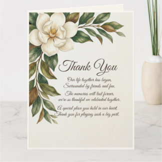 Elegant Ivory Magnolia Wedding Thank You Card