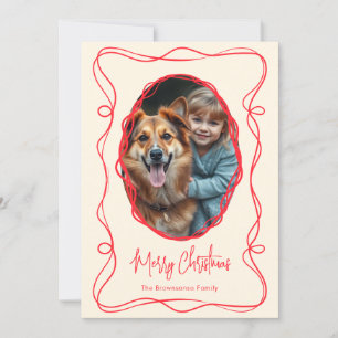 Elegant Ivory Merry Christmas Photo Holiday Card