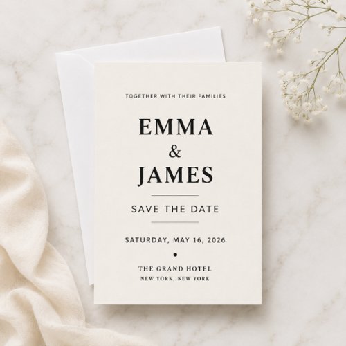 Elegant Ivory Minimalist Save The Date Card