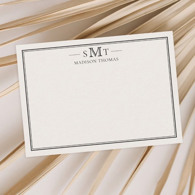 Elegant Ivory Minimalist Three Letter Monogram Note Card (Creator Uploaded)