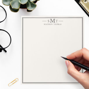 Elegant Ivory Minimalist Three Letter Monogram Notepad