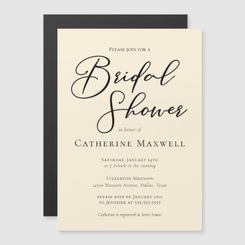 Elegant Ivory Minimalist Typography Bridal Shower Magnetic Invitation