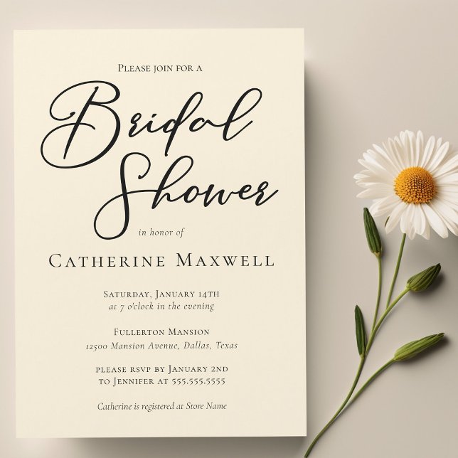 Elegant Ivory Minimalist Typography Bridal Shower Magnetic Invitation (Creator Uploaded)