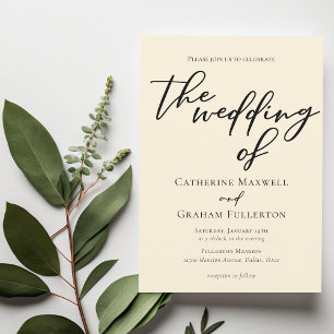 Elegant Ivory Minimalist Typography The Wedding Of Invitation