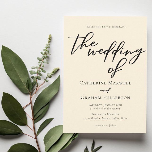 Elegant Ivory Minimalist Typography The Wedding Of Invitation (Creator Uploaded)