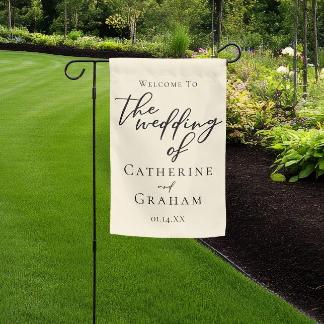 Elegant Ivory Minimalist Typography Wedding Garden Flag (Creator Uploaded)