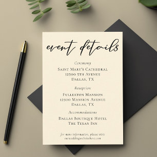 Elegant Ivory Minimalist Wedding Event Details Enclosure Card