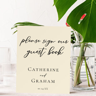 Elegant Ivory Minimalist Wedding Guest Book Foam Board
