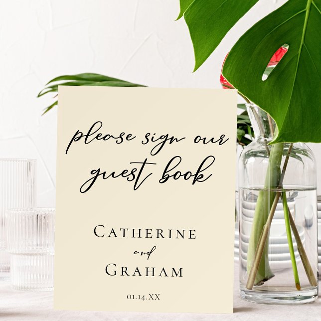 Elegant Ivory Minimalist Wedding Guest Book Foam Board (Creator Uploaded)
