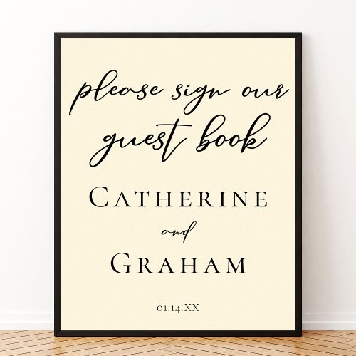 Elegant Ivory Minimalist Wedding Guest Book Poster