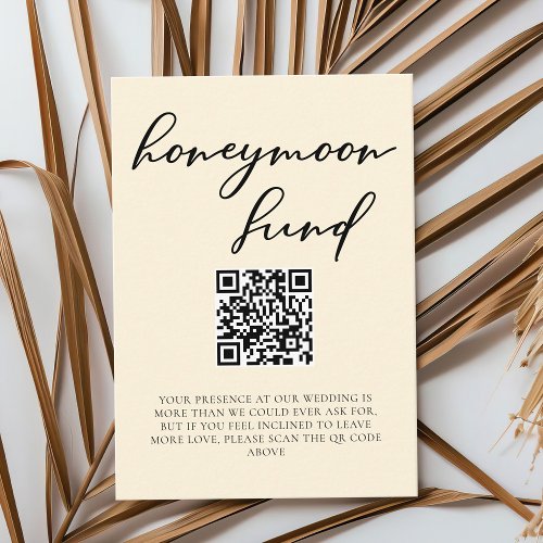 Elegant Ivory Minimalist Wedding Honeymoon Fund Enclosure Card
