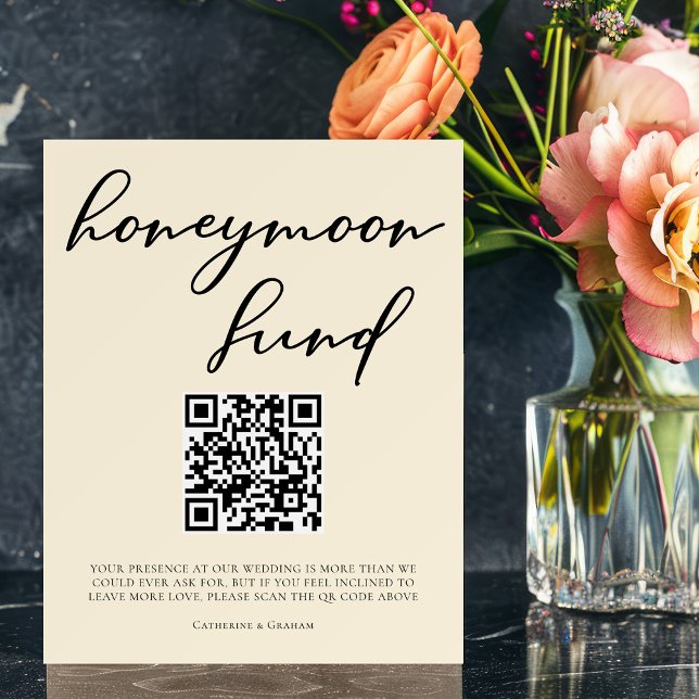 Elegant Ivory Minimalist Wedding Honeymoon Fund Foam Board (Creator Uploaded)