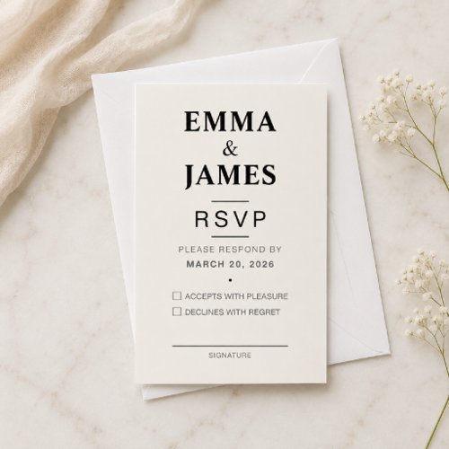 Elegant Ivory Minimalist Wedding RSVP Card