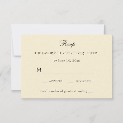 Elegant Ivory Minimalist Wedding RSVP Card