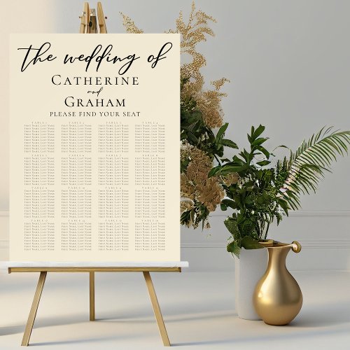 Elegant Ivory Minimalist Wedding Seating Chart Foam Board