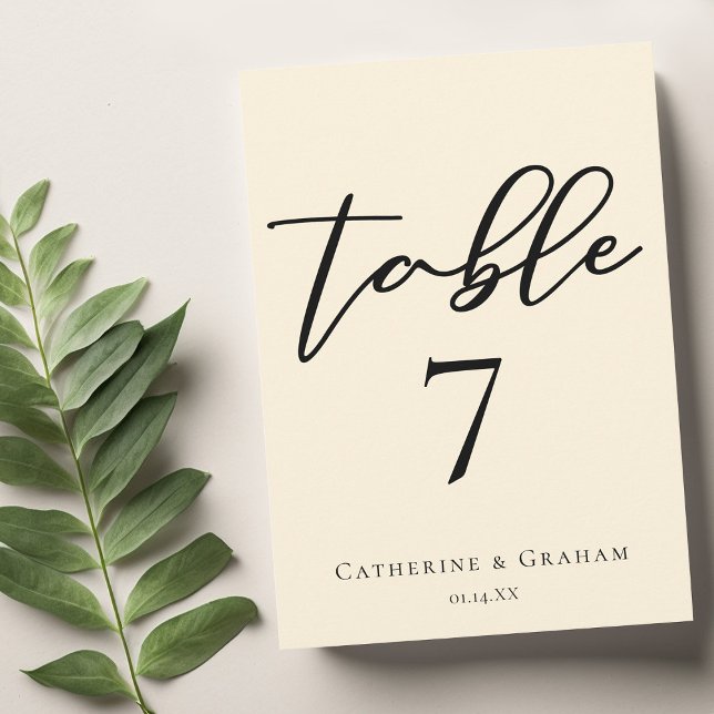 Elegant Ivory Minimalist Wedding Table Number Card (Creator Uploaded)