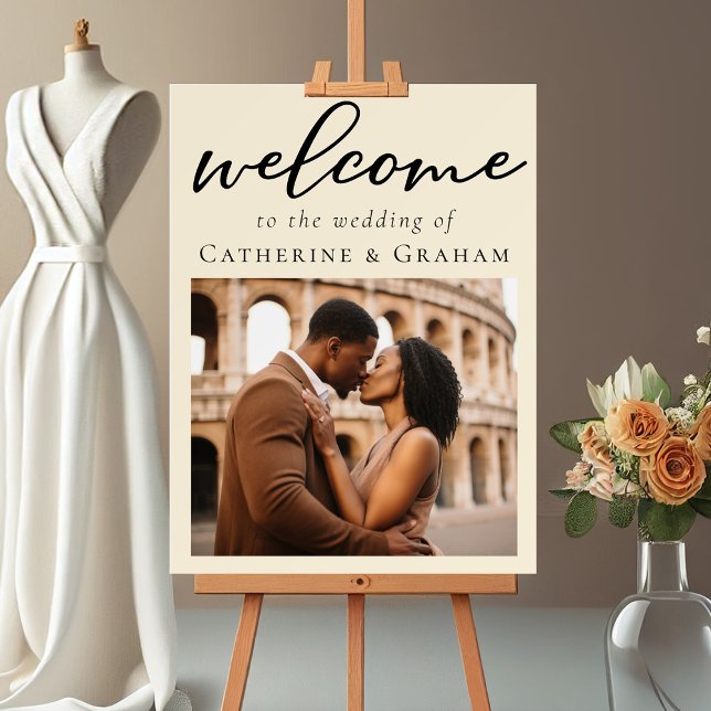 Elegant Ivory Minimalist Wedding Welcome Photo Foam Board (Creator Uploaded)