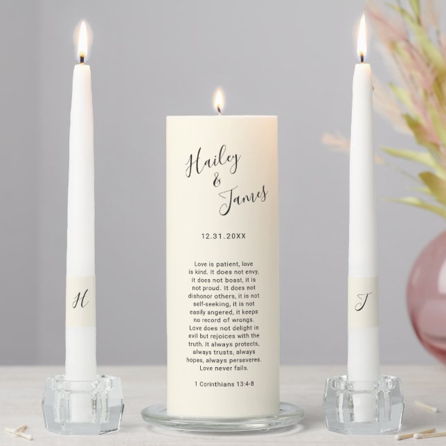 Elegant Ivory Modern Wedding Unity Candle Set (In Situ)