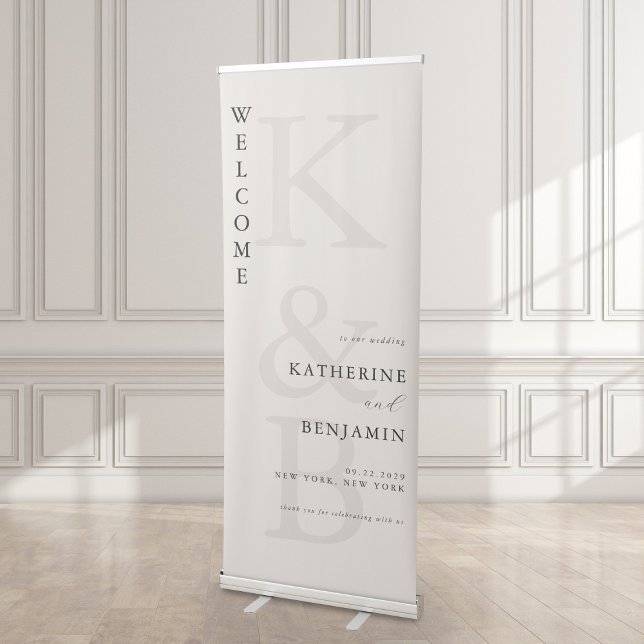 Elegant Ivory Modern Wedding Welcome Retractable Banner (Creator Uploaded)