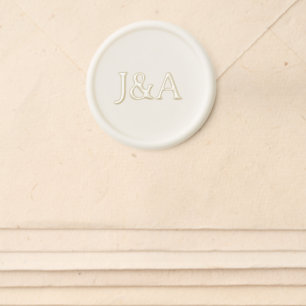Elegant Ivory Monogram Coastal Wedding Wax Seal Sticker