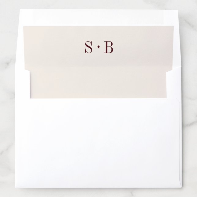 Elegant  Ivory Monogram Wedding Envelope Liner (In Envelope)