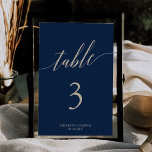Elegant Ivory & Navy Calligraphy Table Number<br><div class="desc">This elegant ivory and navy calligraphy table number card is perfect for a simple wedding. The neutral design features a minimalist card decorated with romantic and whimsical typography. The card prints on the front and back (double-sided). Add each table number that you need to your cart individually.</div>