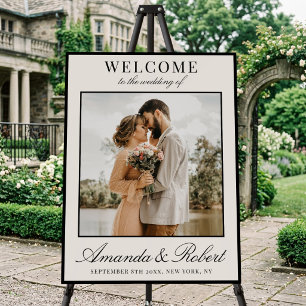 Elegant Ivory Old Money Photo Wedding Welcome Foam Board