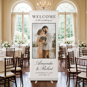Elegant Ivory Old Money Photo Wedding Welcome Retractable Banner