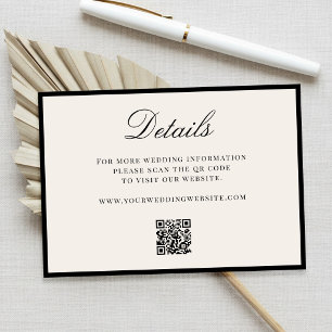Elegant Ivory Old Money QR Code Details Wedding Enclosure Card