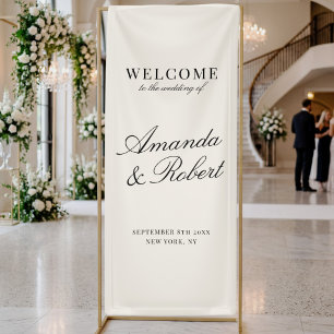Elegant Ivory Old Money Wedding Welcome Banner