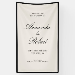 Elegant Ivory Old Money Wedding Welcome Banner