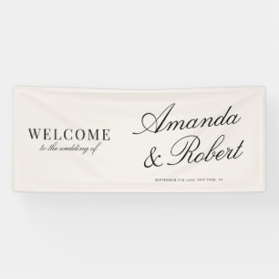 Elegant Ivory Old Money Wedding Welcome Banner