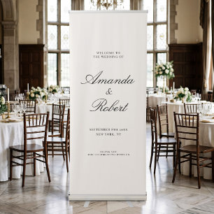 Elegant Ivory Old Money Wedding Welcome Retractable Banner