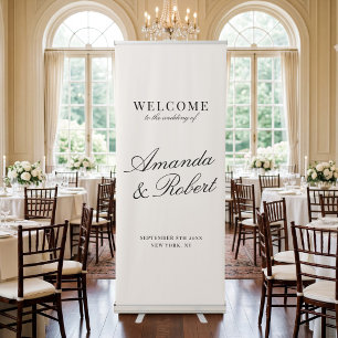 Elegant Ivory Old Money Wedding Welcome Retractable Banner