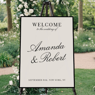 Elegant Ivory Old Money Wedding Welcome Sign
