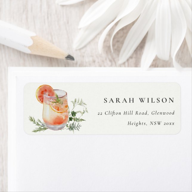 Elegant Ivory Orange Green Cocktail Address Label (Insitu)