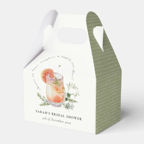 Elegant Ivory Orange Green Cocktail Bridal Shower  Favor Boxes