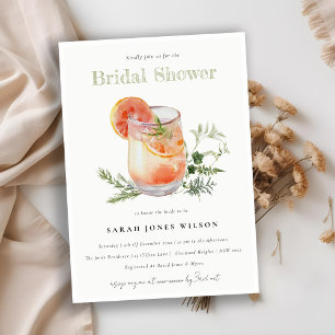 Elegant Ivory Orange Green Cocktail Bridal Shower  Invitation
