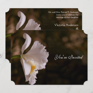 Elegant Ivory Orchid Earth Tone Wedding Invitation