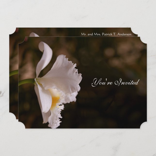 Elegant Ivory Orchid Earth Tone Wedding Invitation (Front/Back)