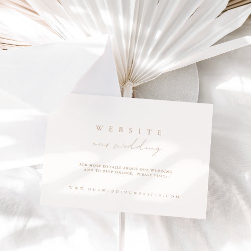 Elegant Ivory  Pale Taupe Wedding Website Card
