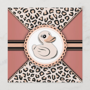 Elegant Ivory Peach Rubber Duck Baby Shower Invitation